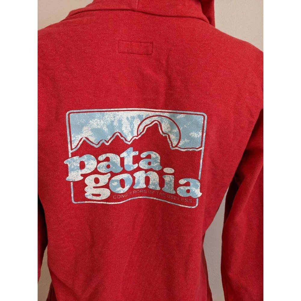 Pantagonia Size Small Zip Up Hoodie Hooded Jacket Red Cotton Blend Long Sleeves - Picture 9 of 11